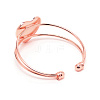 Heart Double Layered Wire Wrap Cuff Bangle BJEW-WH0015-02RG-2
