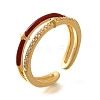 Brass Micro Pave Clear Cubic Zirconia Cuff Rings for Women RJEW-U040-02G-01-4