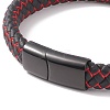 Leather Braided Cord Bracelets BJEW-E345-07-B-2