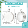 1Pc 925 Sterling Silver Flat Round Pendant Cabochon Settings STER-BC0003-40P-2