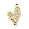 Rack Plating Brass Clear Cubic Zirconia Heart Connector Charms KK-Z086-05G-1