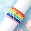 7Pcs 7 Colors Handmade Polymer Clay Heishi & Brass Bead Stretch Bracelets for Women BJEW-MZ00199-3