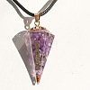 Natural Amethyst Chip Resin Hexagonal Pyramid Symbol Spirit Pendulum Pendant Necklaces YL4416-2-1