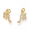 Brass Micro Pave Clear Cubic Zirconia Pendants ZIRC-P081-G10-RS-2