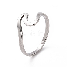 201 Stainless Steel Wave Finger Ring for Women RJEW-J051-04P