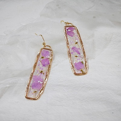 Alloy Epoxy Dried Flower Dangle Earrings FS-WGA8CE8-03-1