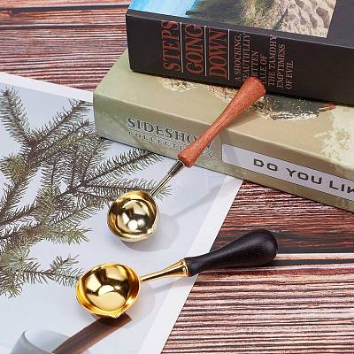Wooden Handle Wax Sealing Stamp Melting Spoon AJEW-WH0021-63-1