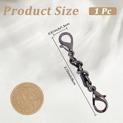 1Pc Black PU Leather Alloy Crub Chain Purse Strap Extenders for Purse Making PURS-CL0001-10C-1
