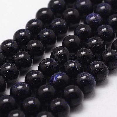 Synthetic Blue Goldstone Beads Strands G-D840-81-6mm-1
