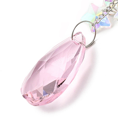 Glass Moon Hanging Suncatcher Pendant Decoration DJEW-PW0008-10B-1