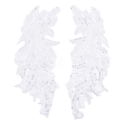 Leaf Polyester Embroidery Lace Appliques DIY-FG0003-90A-1