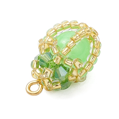 Luminous Handmade Glass Seed Beaded Teardrop Pendants PALLOY-MZ00962-1