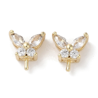 Brass Micro Pave Clear Cubic Zirconia Pendants Bail KK-G491-07G-1