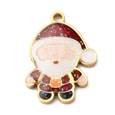 Christmas 304 Stainless Steel Enamel Pendants LS-STAS-B112-02G-04-1