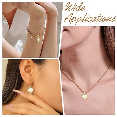 6Pcs 6 Styles Ocean Themeed Brass Pave Natural White Shell Pendants KK-CJ0003-66-1