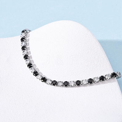 304 Stainless Steel with Cubic Zirconia Link Chain Bracelets for Women BJEW-G754-01A-P01-1