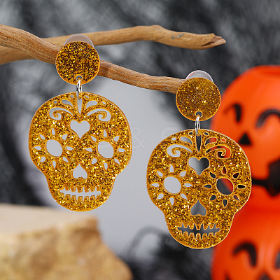 Gothic Skull Acrylic Stud Earrings for Halloween MR5518-2-1