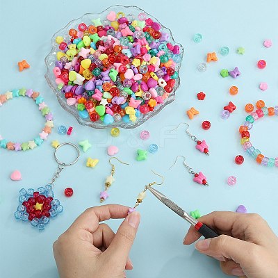 1200Pcs 5 Colors Opaque Acrylic Beads MACR-SZ0001-88-1