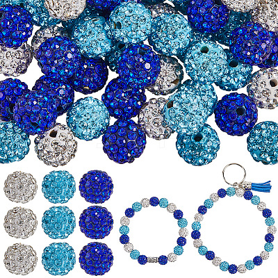 150Pcs 3 Colors Pave Disco Ball Beads RB-SP0001-10B-1