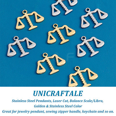 8Pcs 2 Colors 304 Stainless Steel Pendants STAS-UN0038-33-1