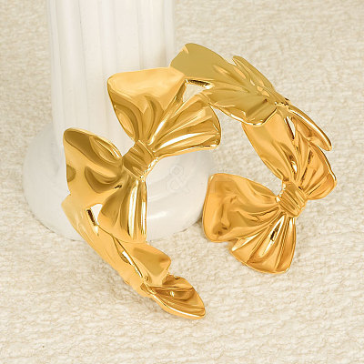 Bowknot 304 Stainless Steel Cuff Bracelets for Women YG5715-2-1