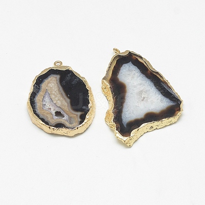Natural Druzy Agate Slices Pendants G-Q494-65J-G-1