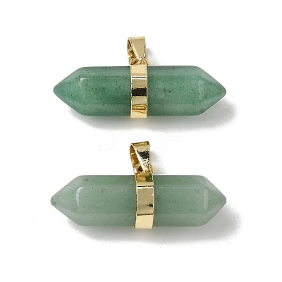 Natural Green Aventurine Double Terminal Pointed Pendants G-NH0001-15G-04-1