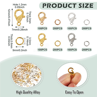 400pcs 4 Colors Alloy Lobster Claw Clasps FIND-TA0008-94-1