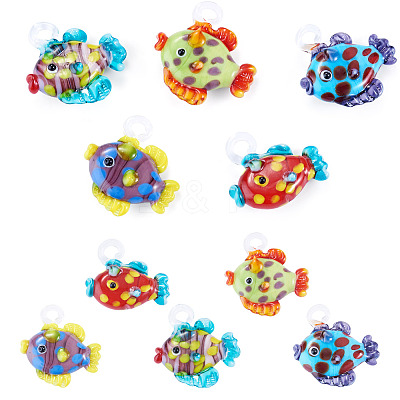 5Pcs 5 Colors Handmade Lampwork Pendants LAMP-TA0002-67D-1