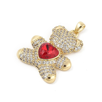 Brass Micro Pave Cubic Zirconia Pendants KK-P300-03G-01-1