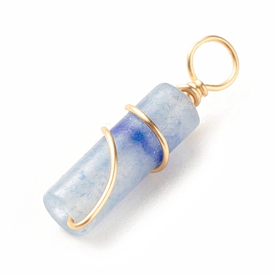 Natural Blue Aventurine Pendants PALLOY-JF01453-01-1