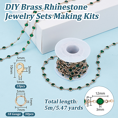 DIY Brass Rhinestone Jewelry Sets Making Kits DIY-OC0014-15A-1