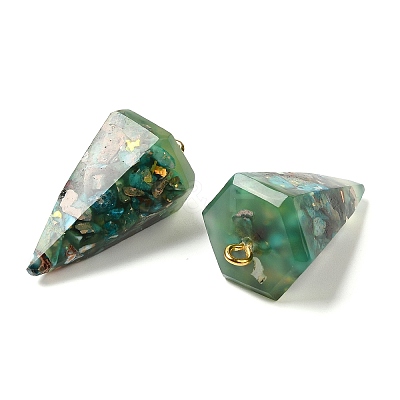 Transparent Resin Natural Imperial Jasper Chips Pendants G-E185-06G-1