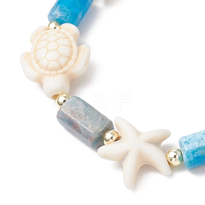 4Pcs Synthetic Turquoise & Natural Apatite & Amethyst & Aquamarine & Rose Quartz Beads Stretch Bracelets for Women BJEW-JB11995-1