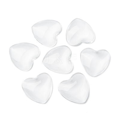 Transparent Glass Heart Cabochons GGLA-R021-25mm-1