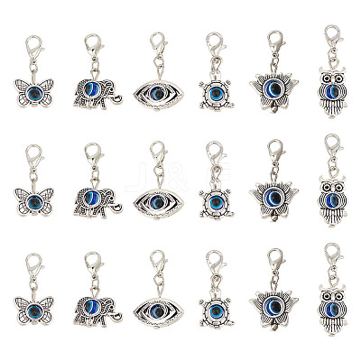 10 Sets Evil Eye Pendant Decorations HJEW-DR0001-07-1