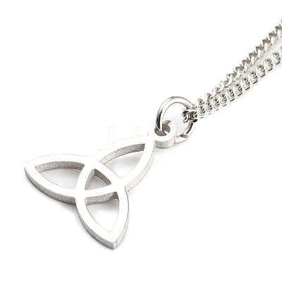 Non-Tarnish 304 Stainless Steel Curb & Herringbone Chains Double Layer Necklaces LS-NJEW-P280-01P-1