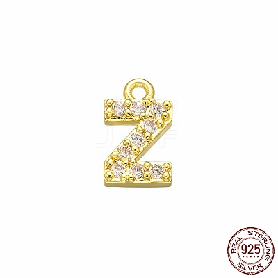 Real 18K Gold Plated 925 Sterling Silver Micro Pave Clear Cubic Zirconia Charms STER-P054-10G-Z-1
