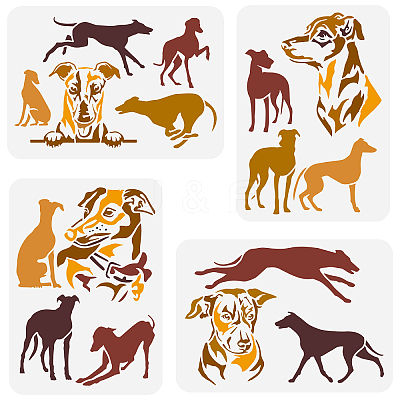 4Pcs 4 Styles PET Hollow Out Drawing Painting Stencils DIY-WH0394-0133-1