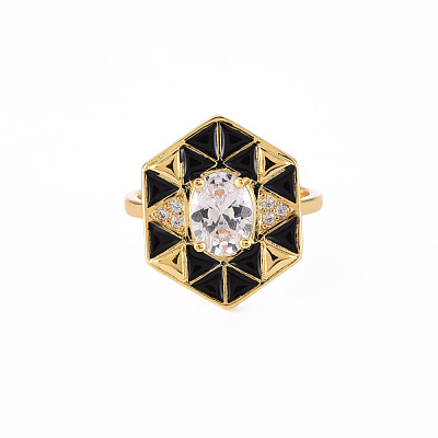 Brass Micro Pave Clear Cubic Zirconia Cuff Rings RJEW-S045-084E-NR-1
