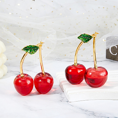 Cherry Handmade Lampwork Figurines Ornaments DJEW-WH0016-49-1