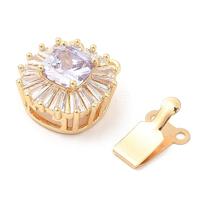 Brass Micro Pave Clear Cubic Zirconia Box Clasps KK-E052-01A-G03-1