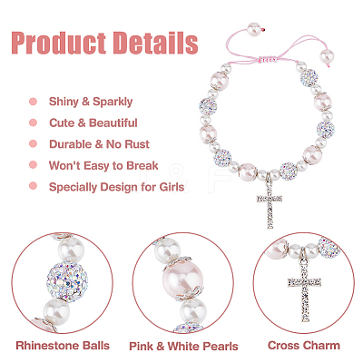2Pcs 2 Style Cross fleury Charm Bracelets Set BJEW-FI0001-80-1
