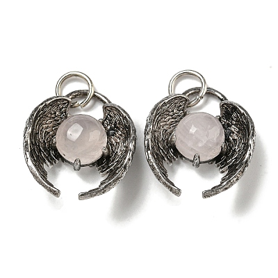 Bat Natural Rose Quartz Pendants G-F766-03AS-09-1