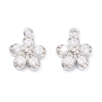 Rack Plating Brass Cubic Zirconia Charms ZIRC-C026-12P-1