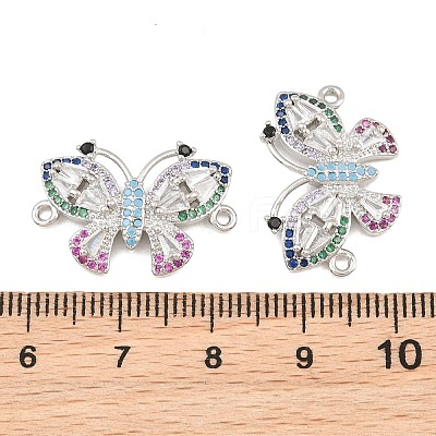 Brass Micro Pave Colorful Cubic Zirconia Connector Charms CU-CBA908F-04P-05-1