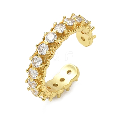 Brass Micro Pave Cubic Zirconia Cuff Open Rings for Women RJEW-C163-07G-1