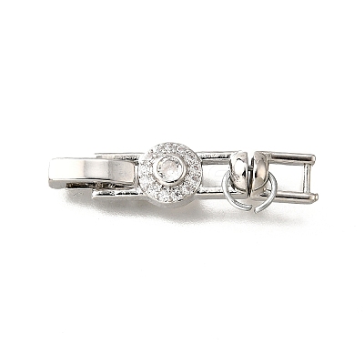Brass Micro Pave Clear Cubic Zirconia Fold Over Clasps KK-R222-04P-1