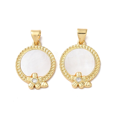 Brass Micro Pave Clear Cubic Zirconia Pendants KK-B083-16G-01-1