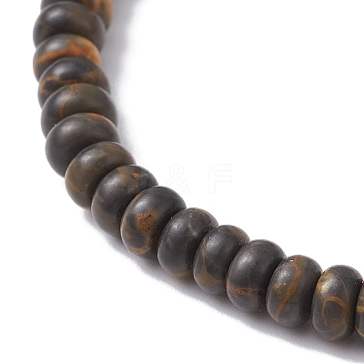 Natural Coffee Jasper Rondelle & Pearl Beaded Stretch Bracelets BJEW-JB09918-02-1